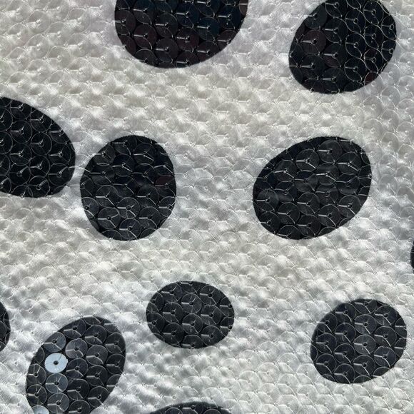 La Femme sequined, printed cocktail dress w/ black waistband + strapless bodice - Picture 10 of 13